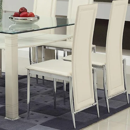 White Vinyl Side Chair with Tapered Metal Legs
